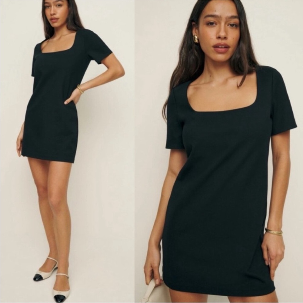 Reformation Carol Knit Black Mini Dress NWT